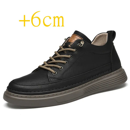 6CM Sleek Boost: Men's Genuine Leather Sneakers